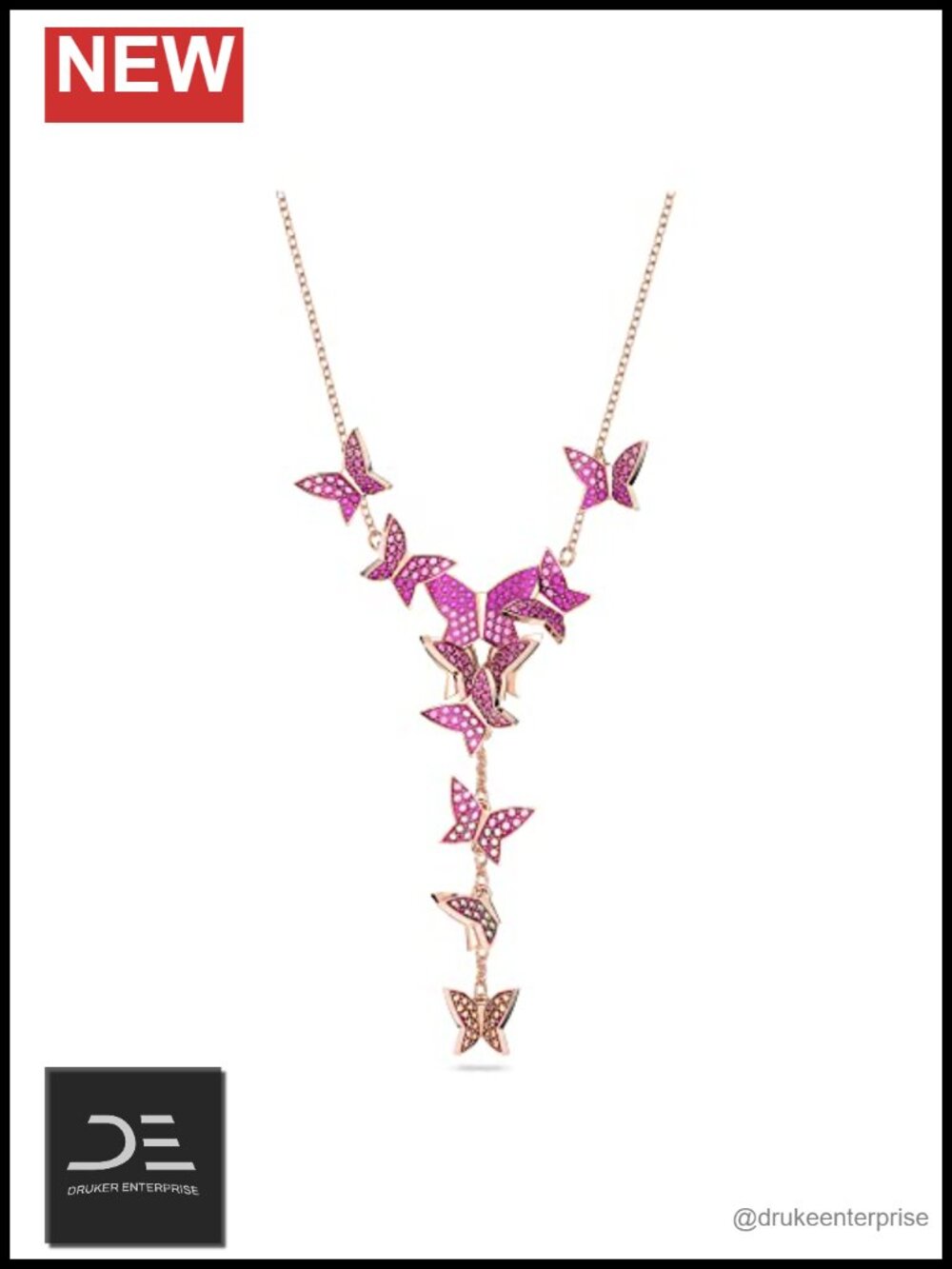 Swarovski Lilia Butterfly Crystal Necklace Set with Rose Gold Tone Finish